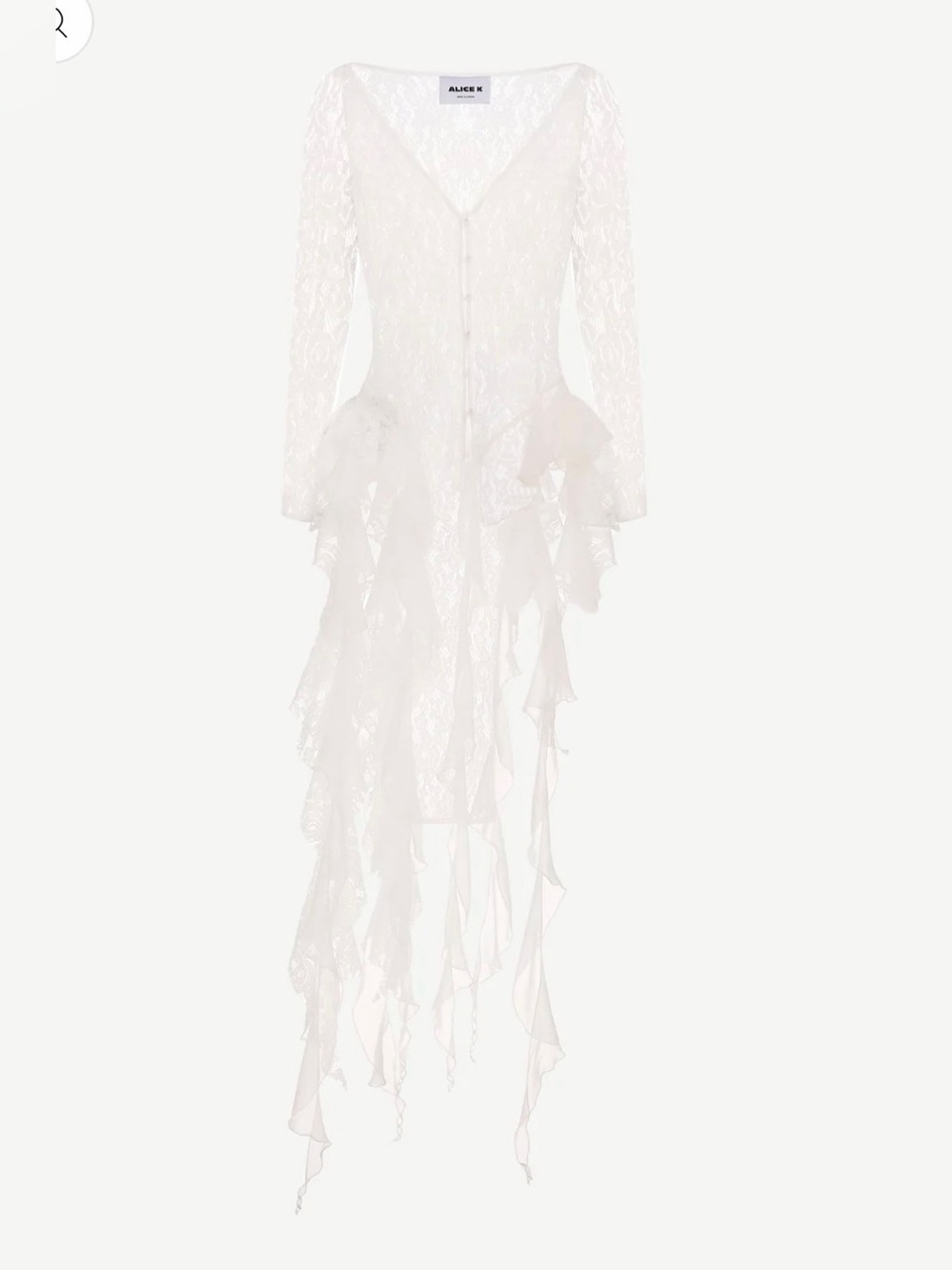 Alice K White Lace Long-Sleeve Ruffle Dress with flowers - cult Gaia style!